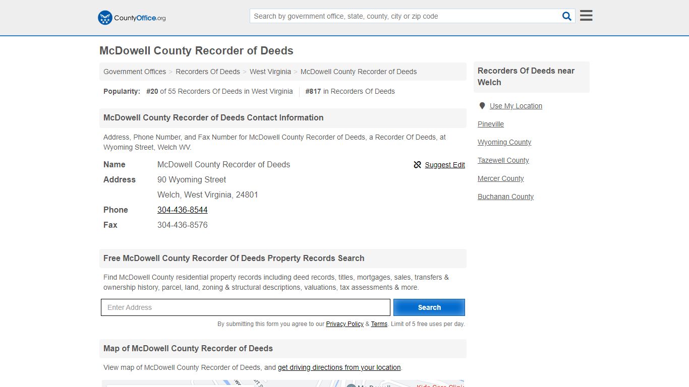 McDowell County Recorder of Deeds - Welch, WV (Address ...